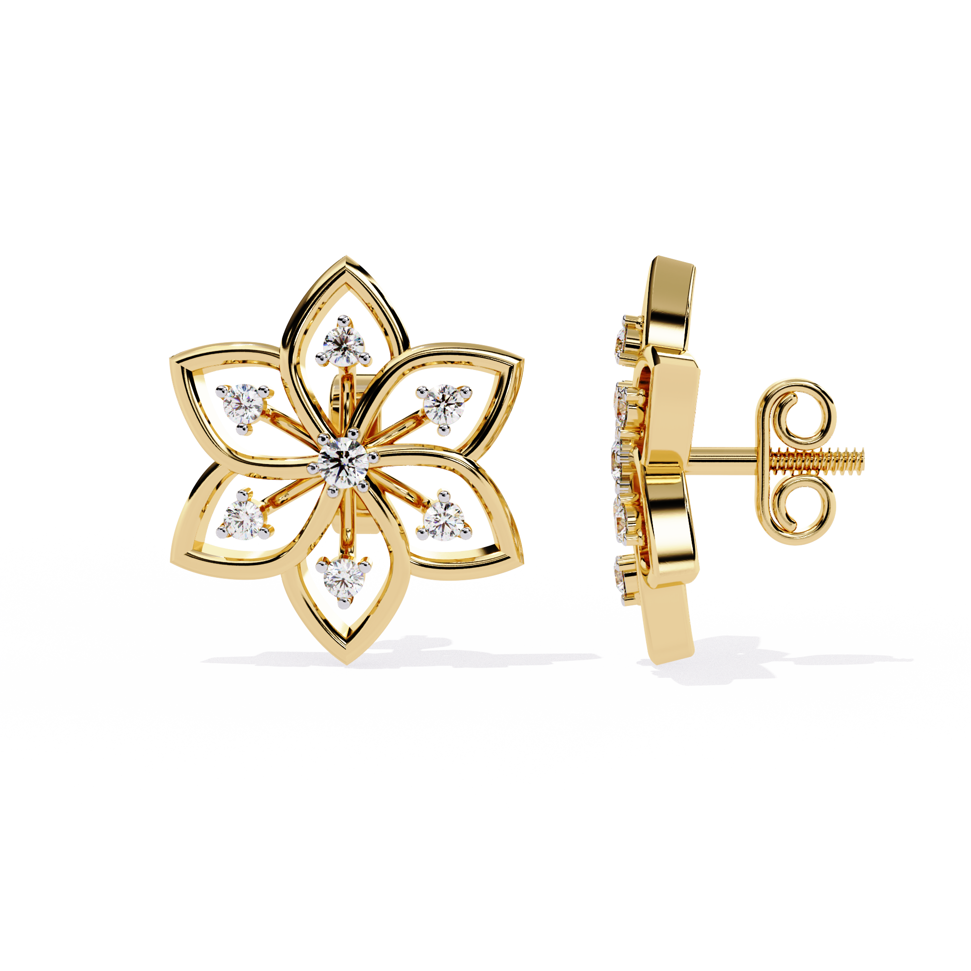 Solitairekart 0.1ct Yellow Gold Diamond Earrings